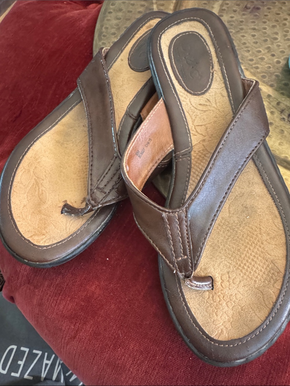 b.o.c. Brown Leather Thong Sandals